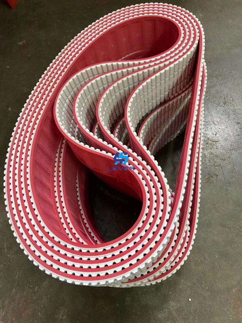 75AT20-8420+3T 50AT20-8100+4PU Red And White Color Timing Belts of Glass Straight Line Double Edging Edger Machine 